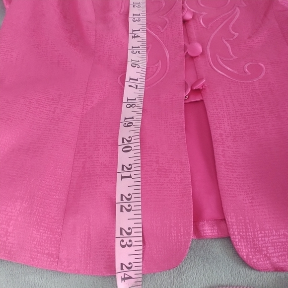 Papell Petites 100 percent Silk Pink Embroidered Blazer Jacket Formal 10P - Picture 9 of 14